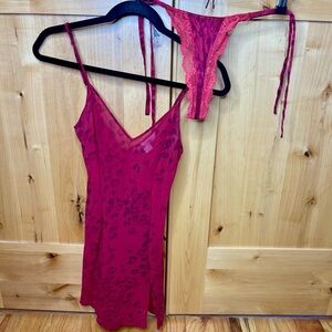 Victorias Secret red leopard print chemise/panty set
